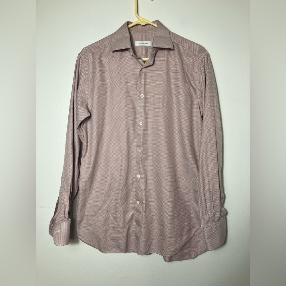 ermenegildo zegna‎ Button Down Shirt Men’s 39 15.5 Rose Pink Long Sleeve Italy